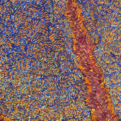 Macro detail of directional brushwork